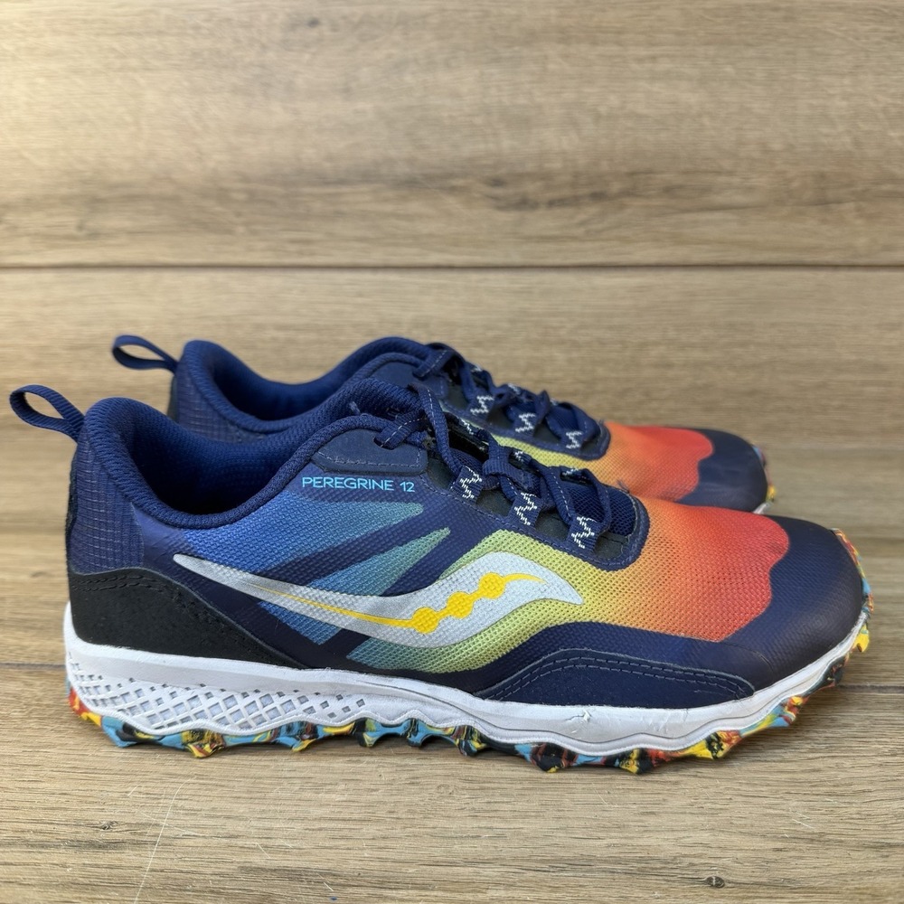 Saucony GS Big Kids Peregrine 12 Shield Blue/orange Trail Running Shoes Size 4.5